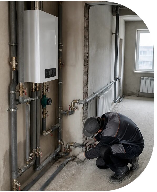 Монтаж системы отопления Ленинградка в Пугачёве для дома