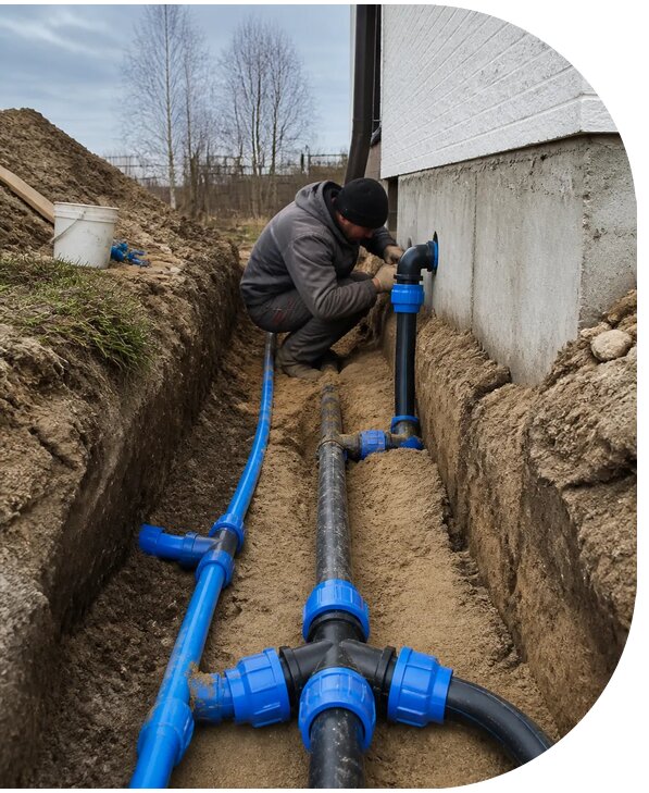 Монтаж наружного водопровода на участке под ключ в Пугачёве